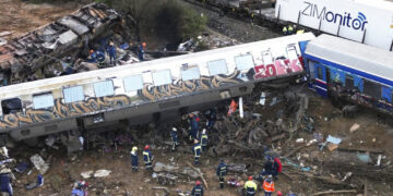 Αεροφωτογραφία από το δυστήχημα στα Τέμπη