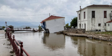 Καταστροφές από το πλημμυρικό φαινόμενο που προκάλεσε η κακοκαιρία "Daniel" στην Μηλίνα Πηλίου. Σάββατο 9 Σεπτεμριου 2023