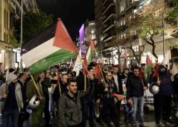 Διαδήλωση αλληλεγγύης στον παλαιστινιακό λαό στη Θεσσαλονίκη -12μμ άγαλμα Βενιζέλου
