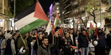 Διαδήλωση αλληλεγγύης στον παλαιστινιακό λαό στη Θεσσαλονίκη -12μμ άγαλμα Βενιζέλου